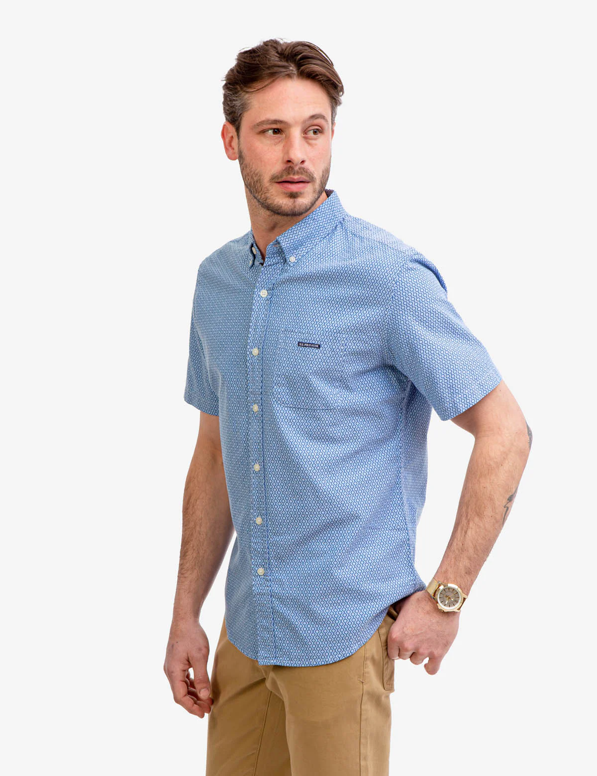 LINK PRINT SHORT SLEEVE OXFORD SHIRT - Image 3
