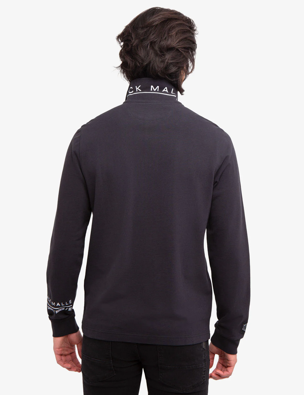 BLACK MALLET LOGO PRINT LONG SLEEVE POLO SHIRT - Image 10