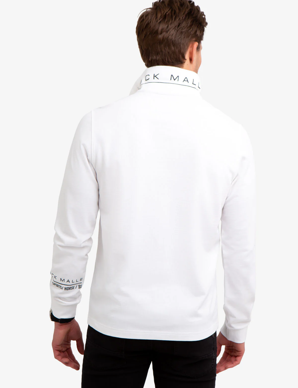 BLACK MALLET LOGO PRINT LONG SLEEVE POLO SHIRT - Image 4