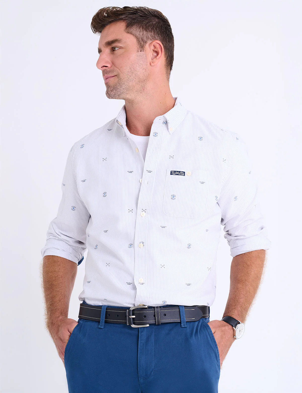LONG SLEEVE ALL OVER LOGO PRINT OXFORD SHIRT - Image 4