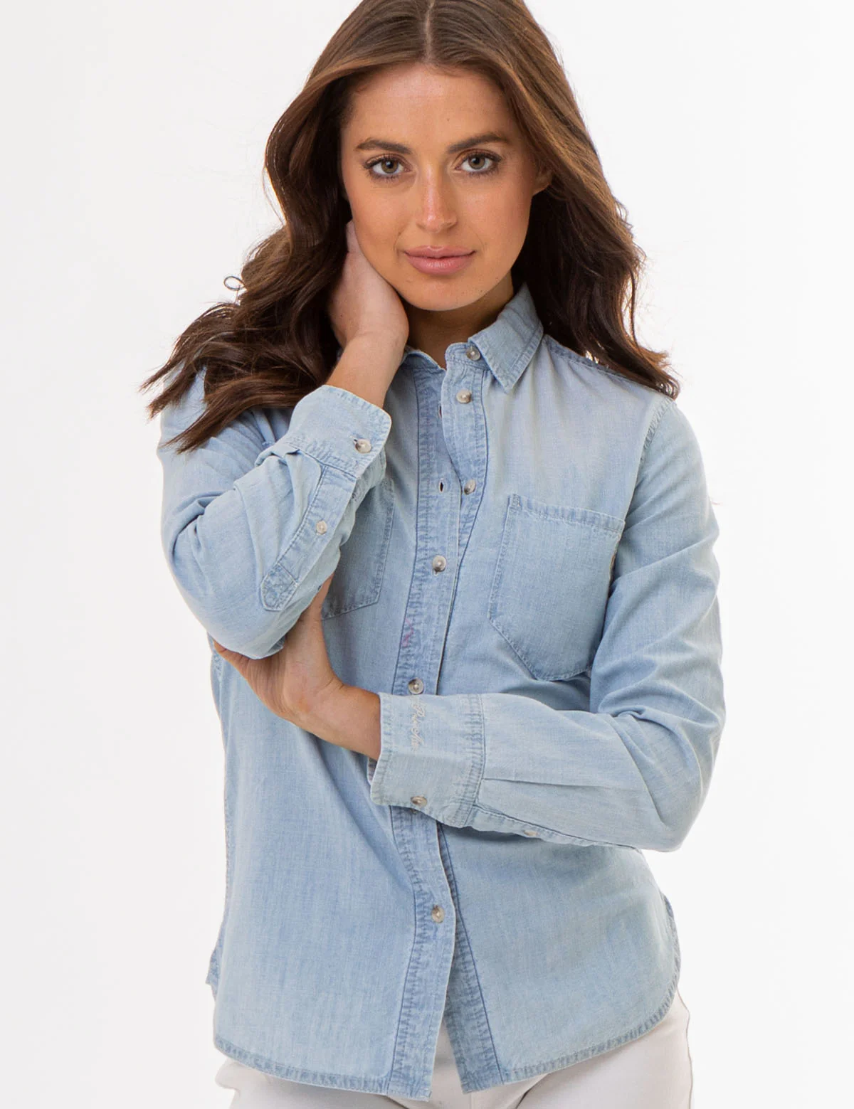 LONG SLEEVE CHAMBRAY SHIRT WITH POCKETS - Image 4