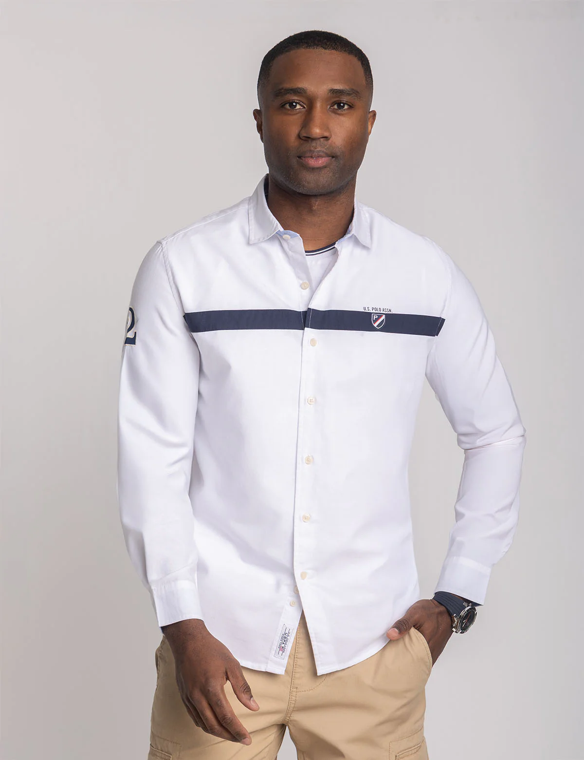 LONG SLEEVE CHEST STRIPE OXFORD SHIRT - Image 2