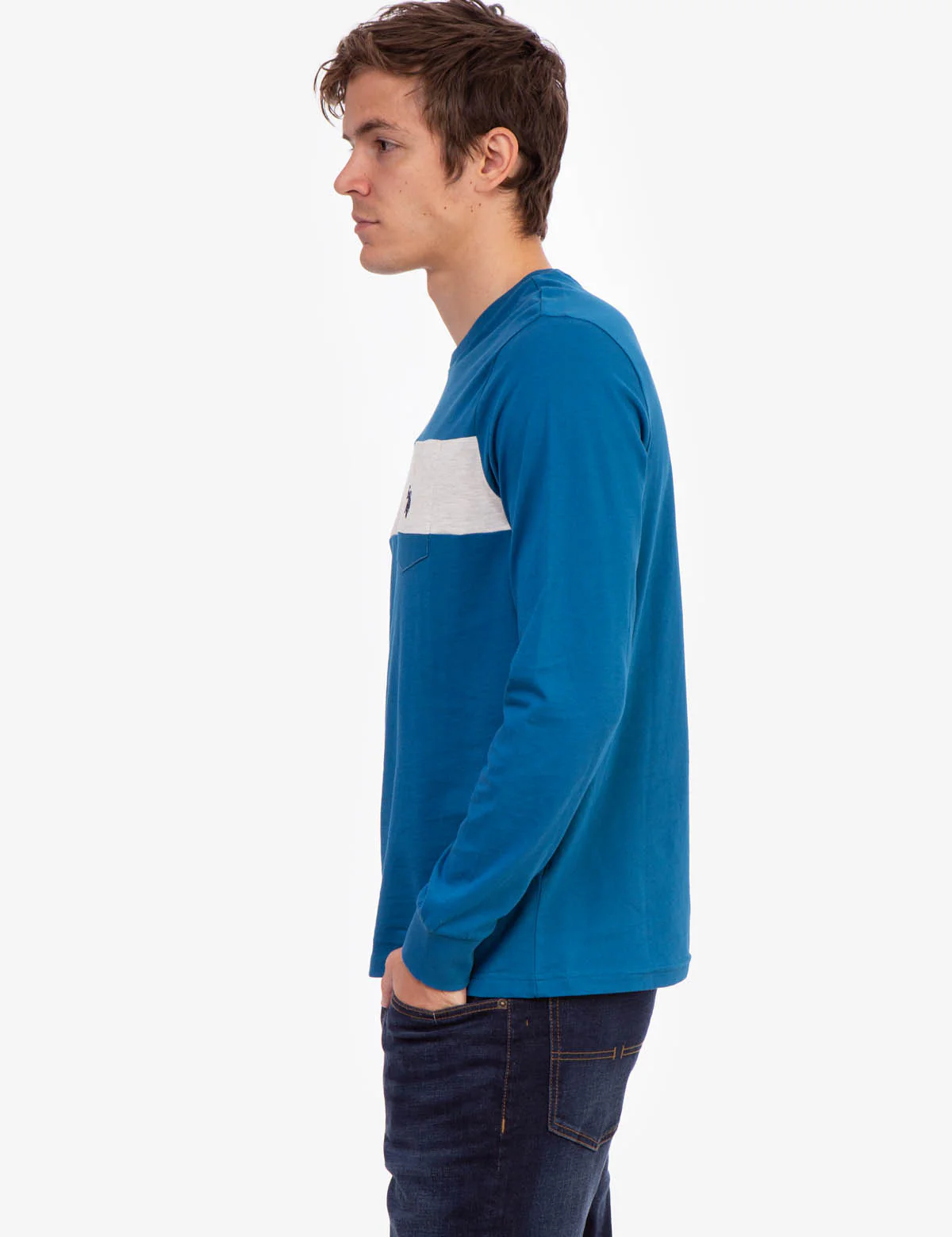 LONG SLEEVE CHEST STRIPE POCKET T-SHIRT - Image 14