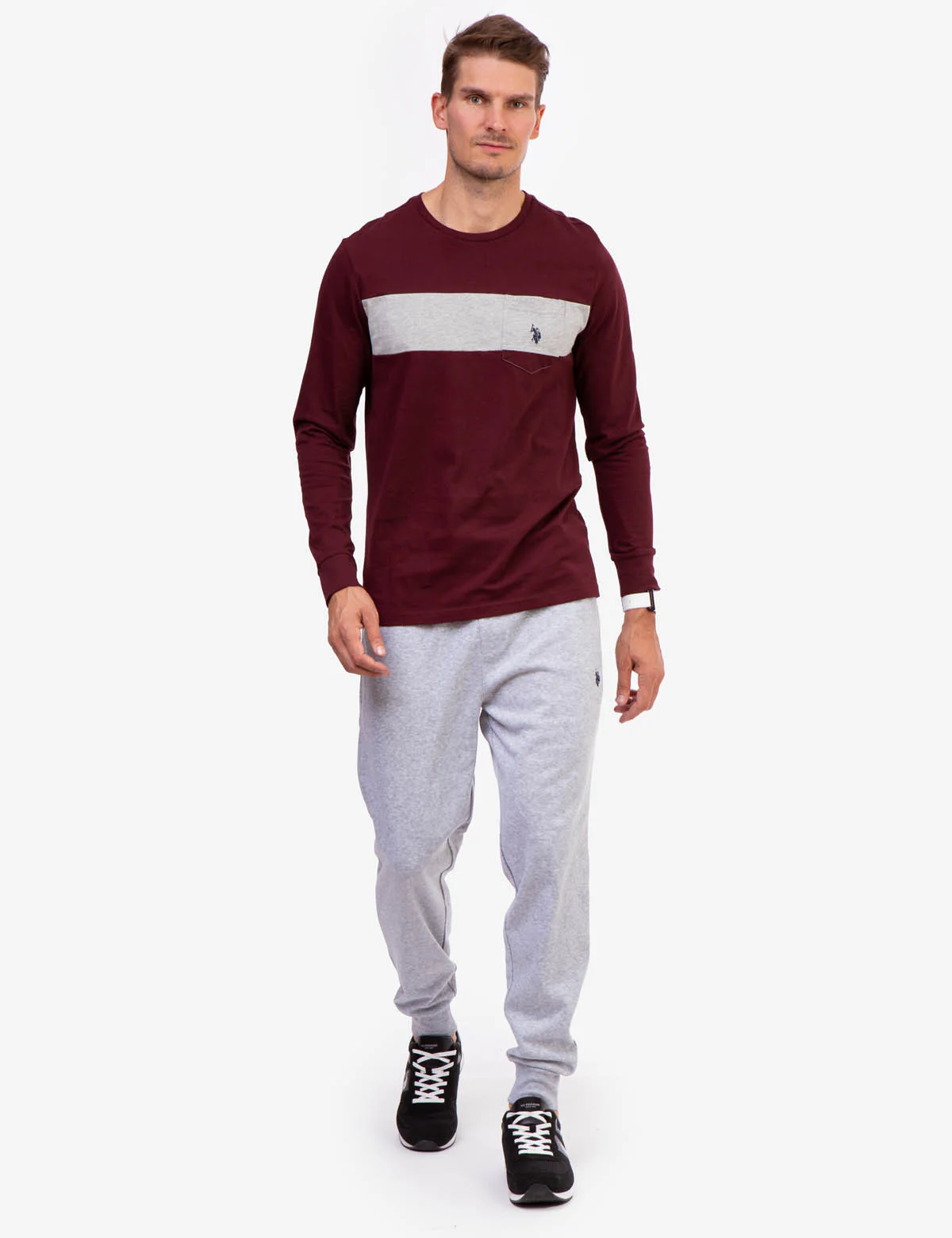 LONG SLEEVE CHEST STRIPE POCKET T-SHIRT - Image 2
