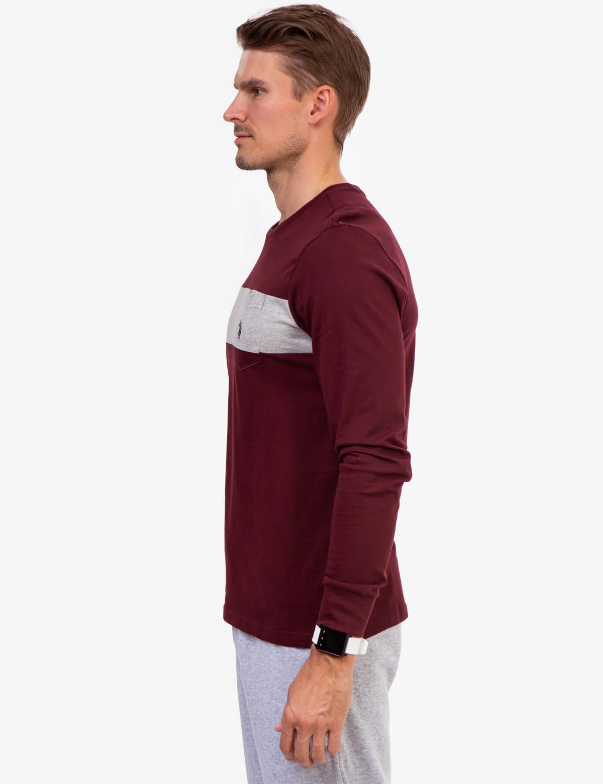LONG SLEEVE CHEST STRIPE POCKET T-SHIRT - Image 3