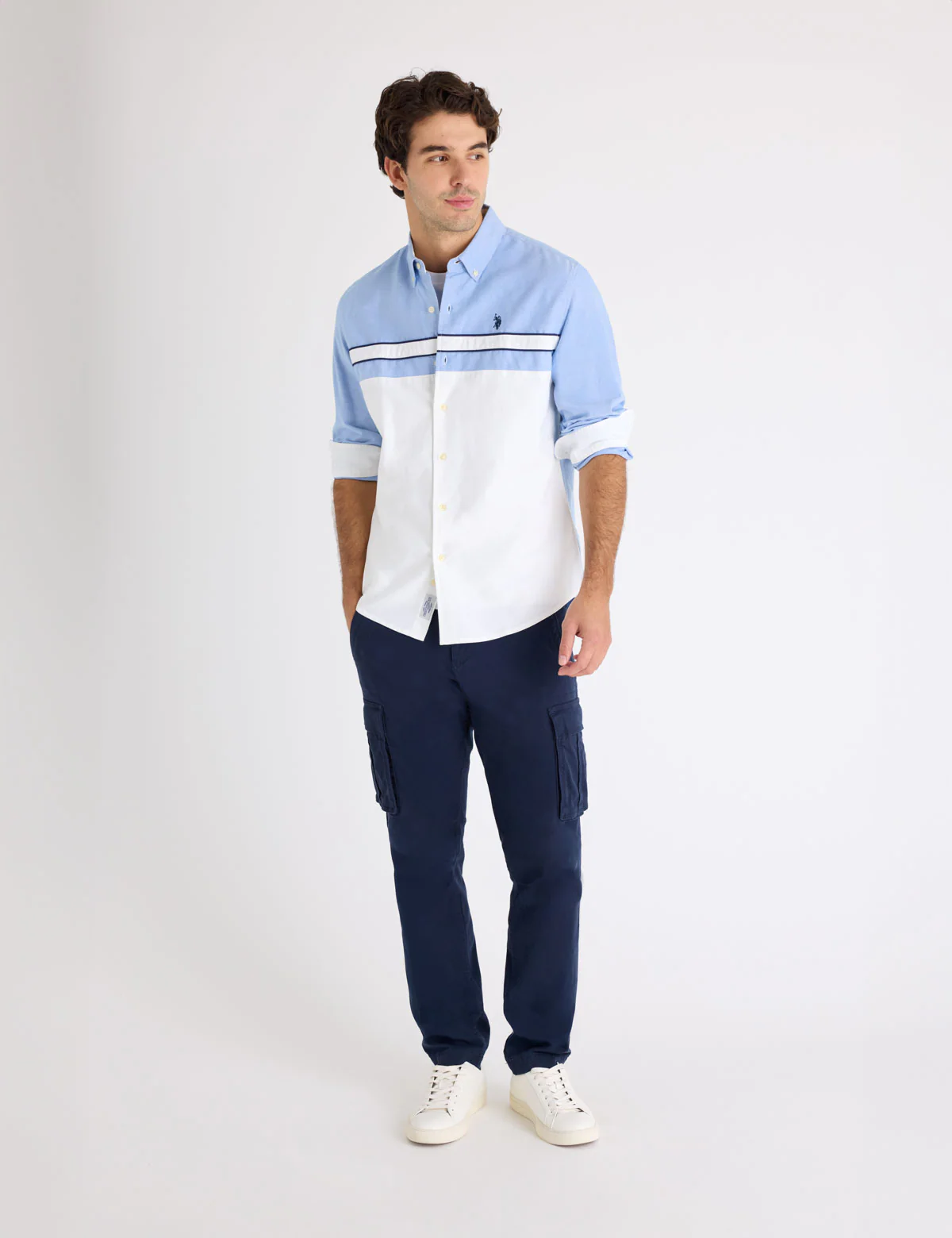 LONG SLEEVE COLORBLOCK COTTON OXFORD SHIRT - Image 2