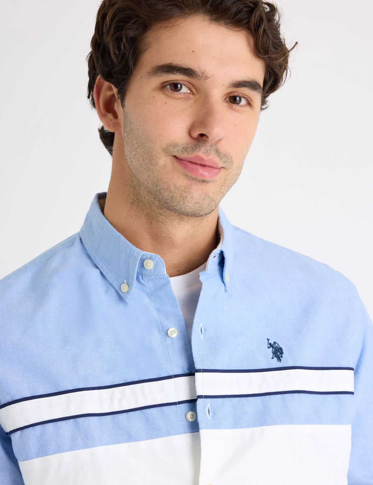 LONG SLEEVE COLORBLOCK COTTON OXFORD SHIRT - Image 3