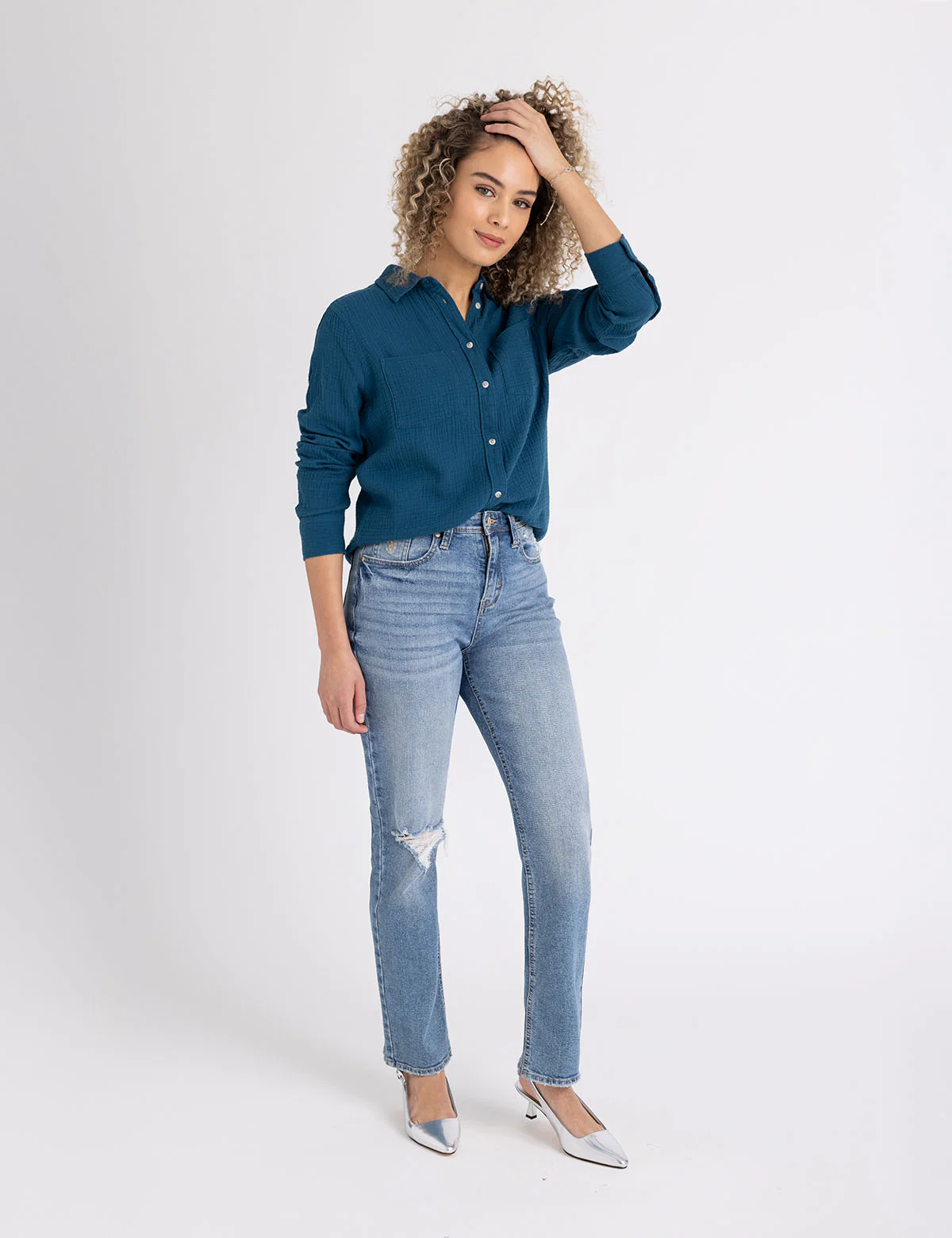 LONG SLEEVE CRINKLE GAUZE SHIRT - Image 9