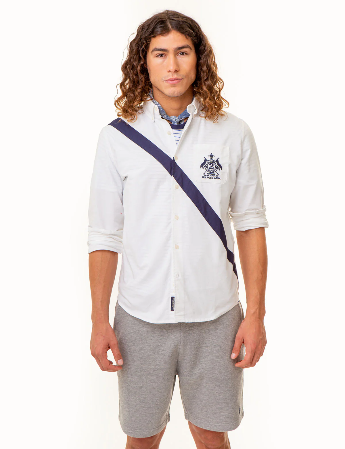 LONG SLEEVE DIAGONAL SASH OXFORD SHIRT - Image 2