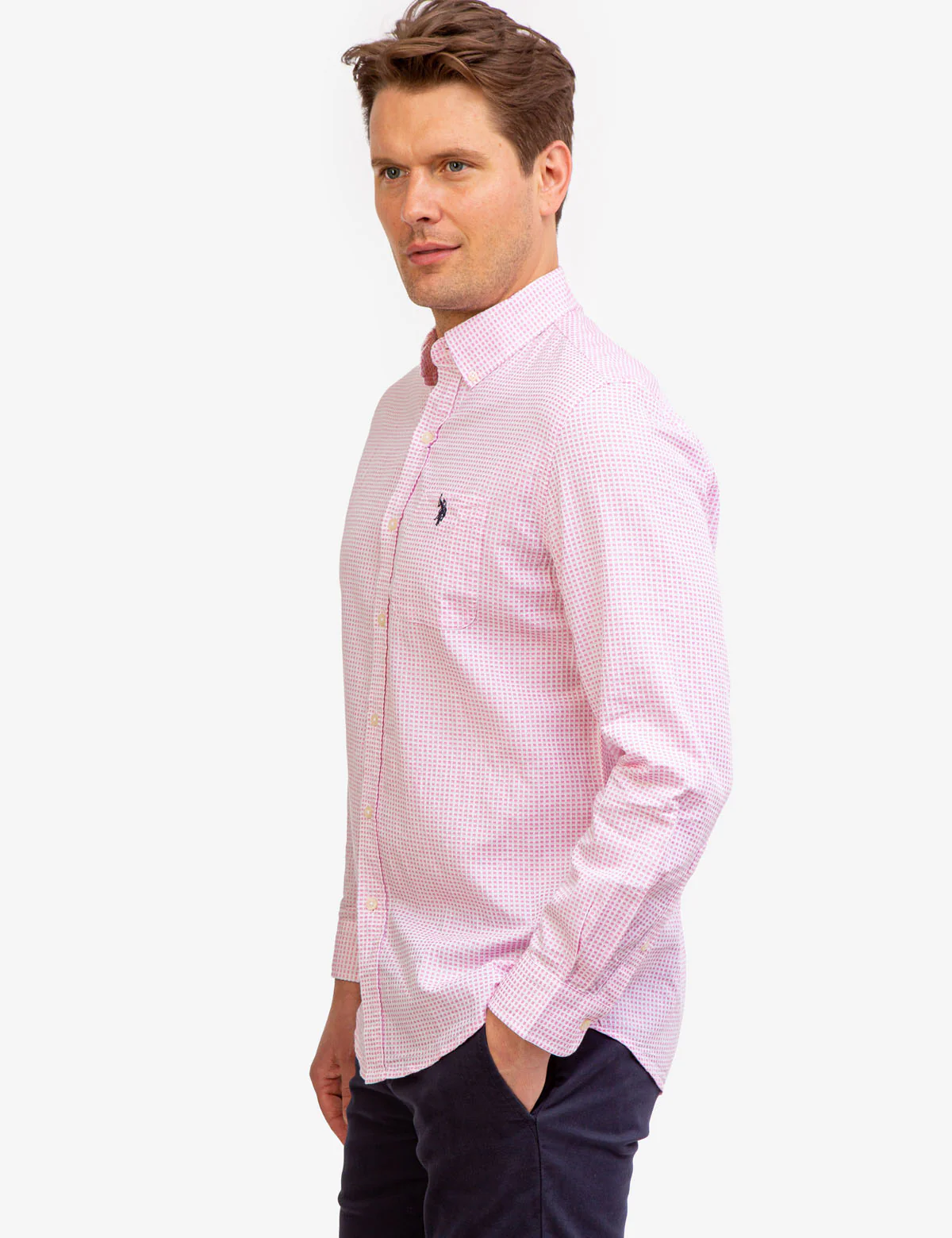 LONG SLEEVE DOBBY PRINT WOVEN SHIRT - Image 3