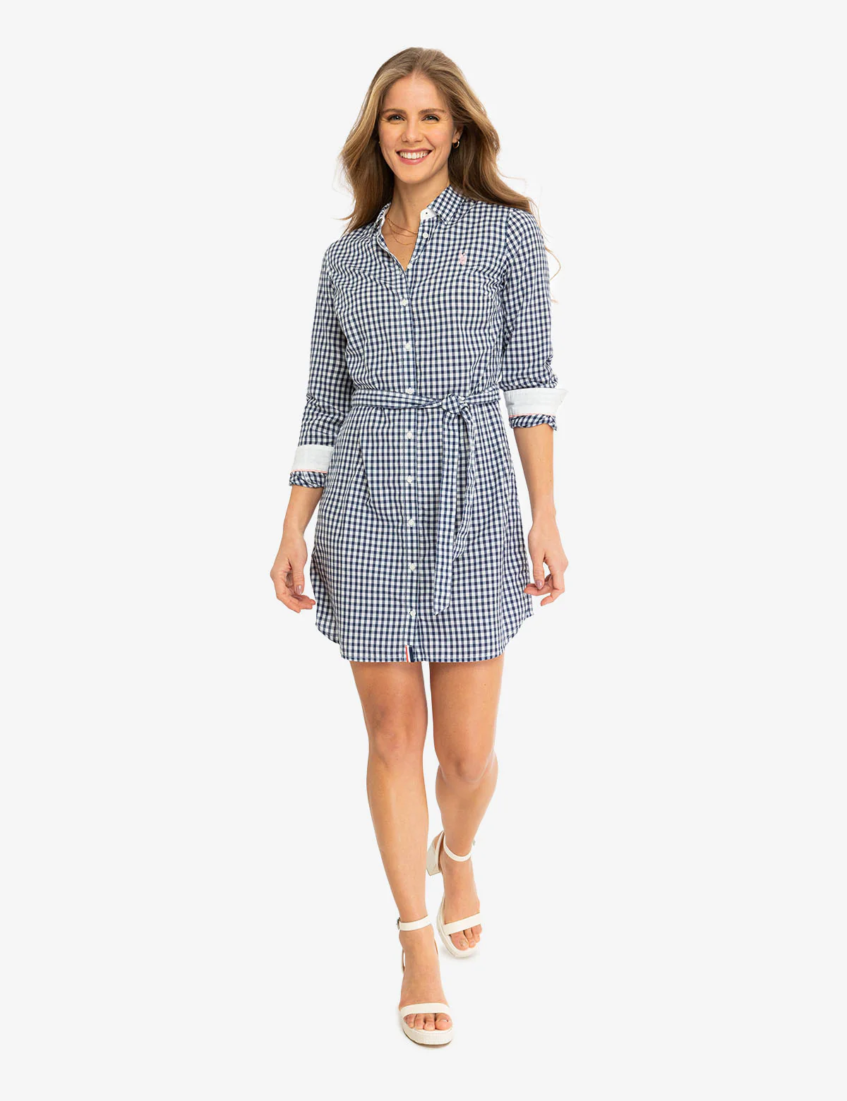 LONG SLEEVE GINGHAM SHIRT DRESS - Image 2