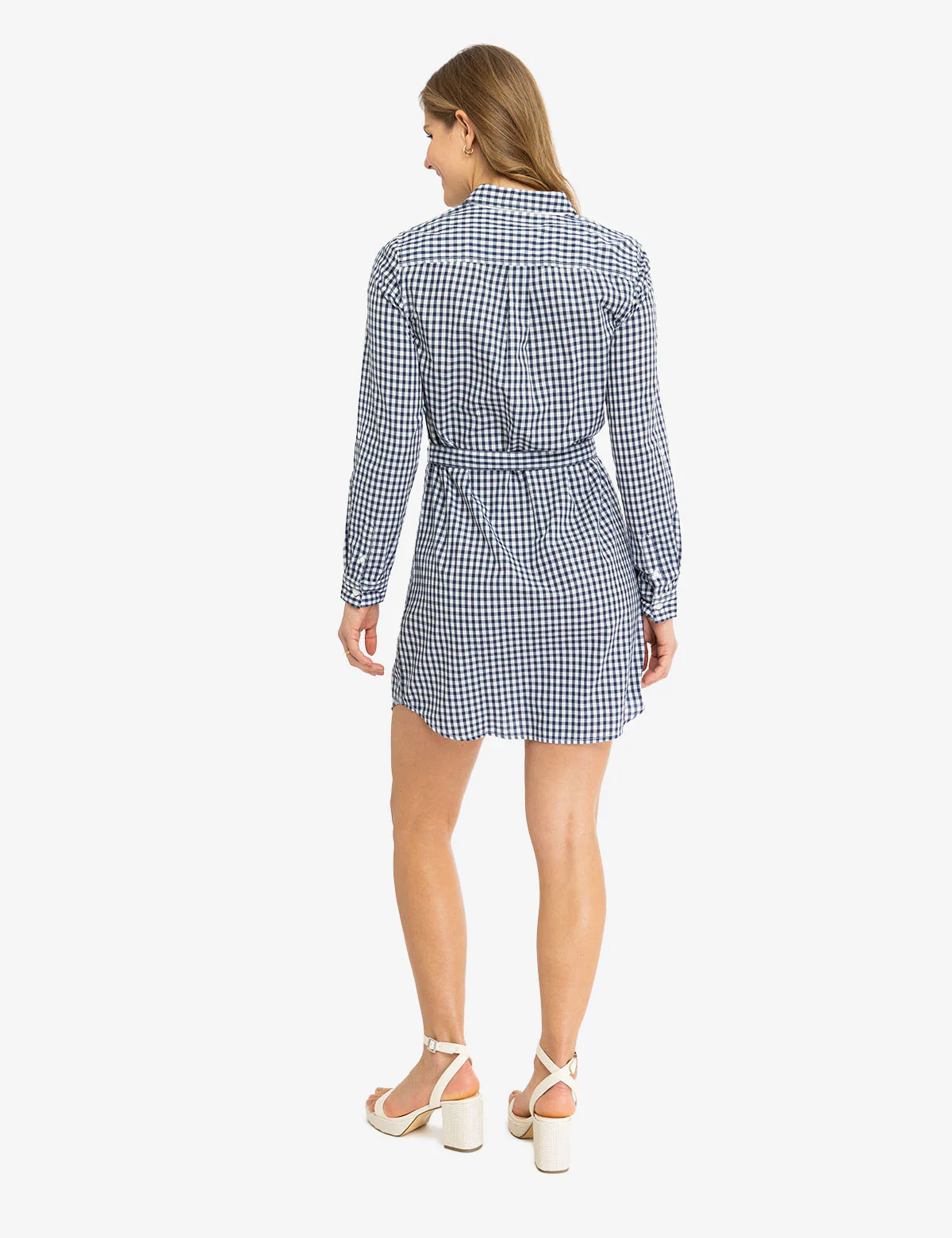 LONG SLEEVE GINGHAM SHIRT DRESS - Image 4