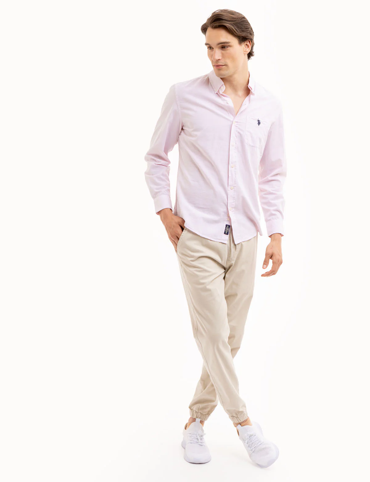 LONG SLEEVE HEATHER POPLIN WOVEN SHIRT - Image 2