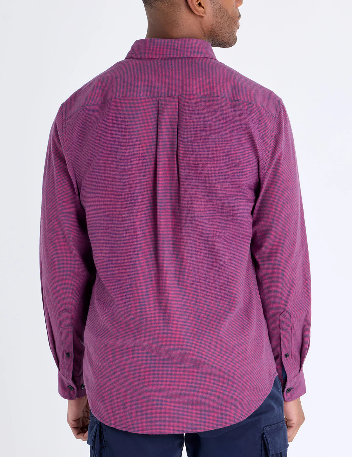 LONG SLEEVE HOUNDSTOOTH PEACHED TWILL SHIRT - Image 3