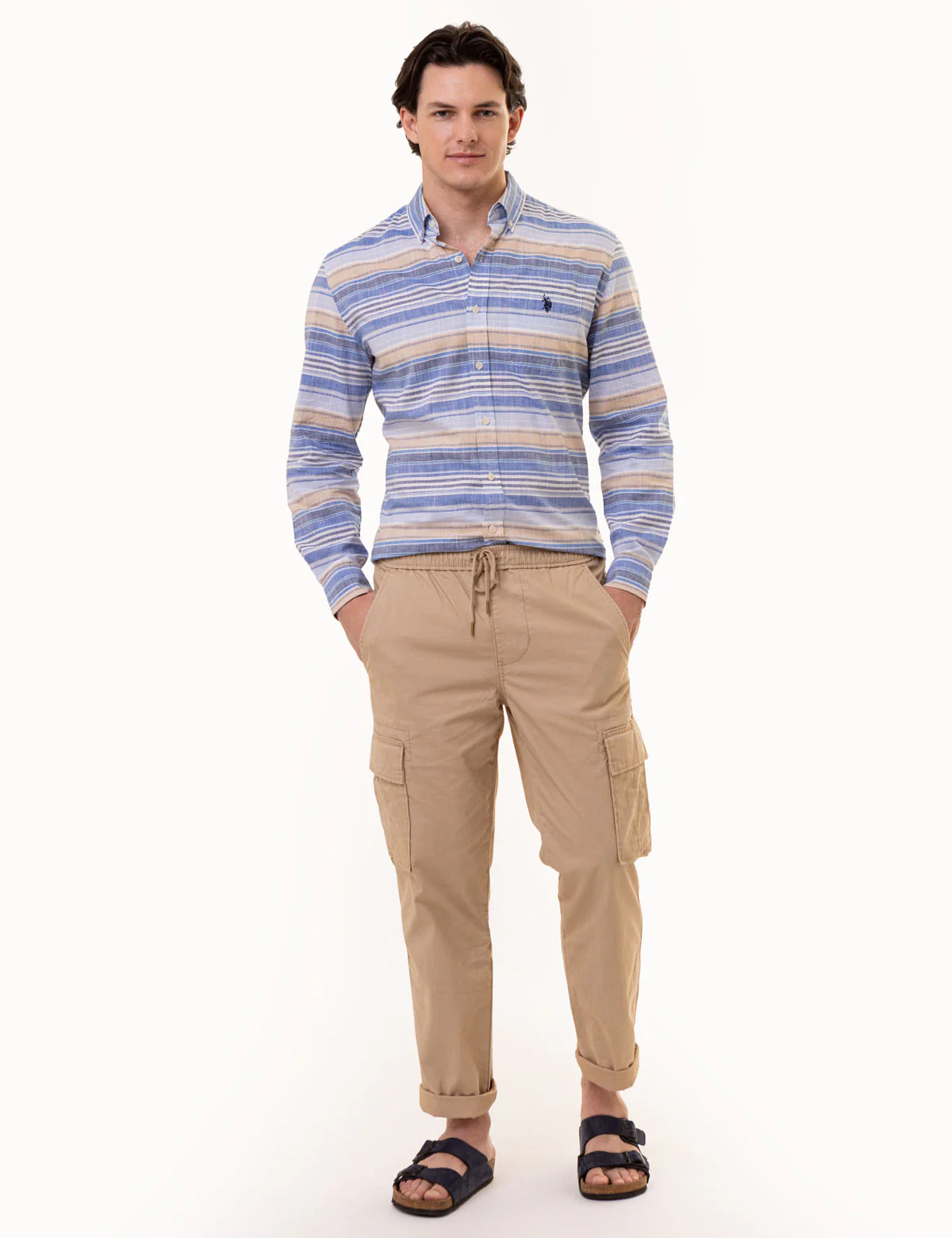 LONG SLEEVE MULTI STRIPE POPLIN SHIRT - Image 2
