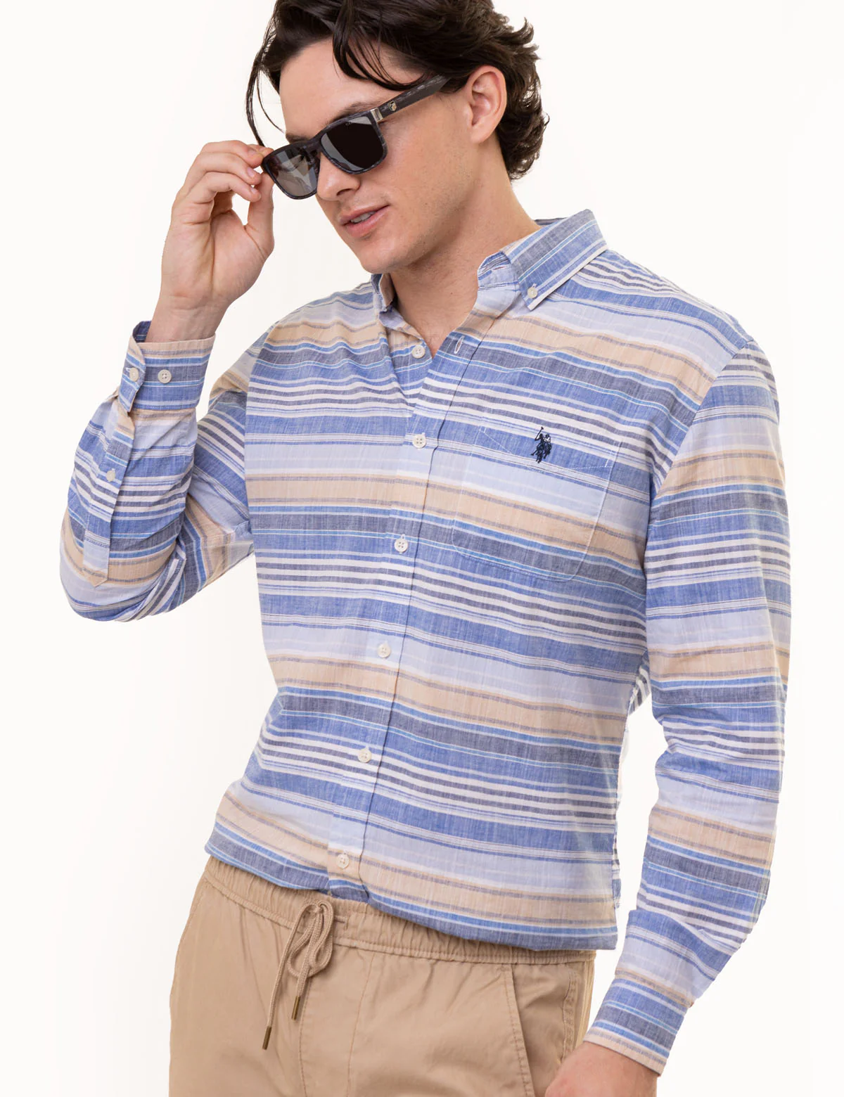 LONG SLEEVE MULTI STRIPE POPLIN SHIRT - Image 5