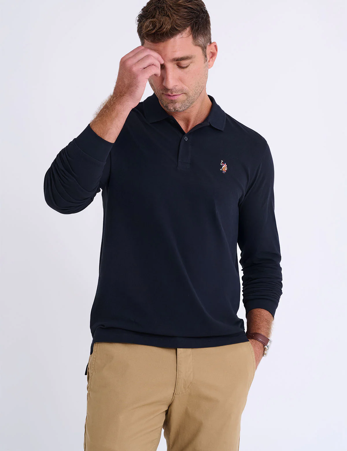 LONG SLEEVE PEACHED JERSEY POLO SHIRT - Image 13