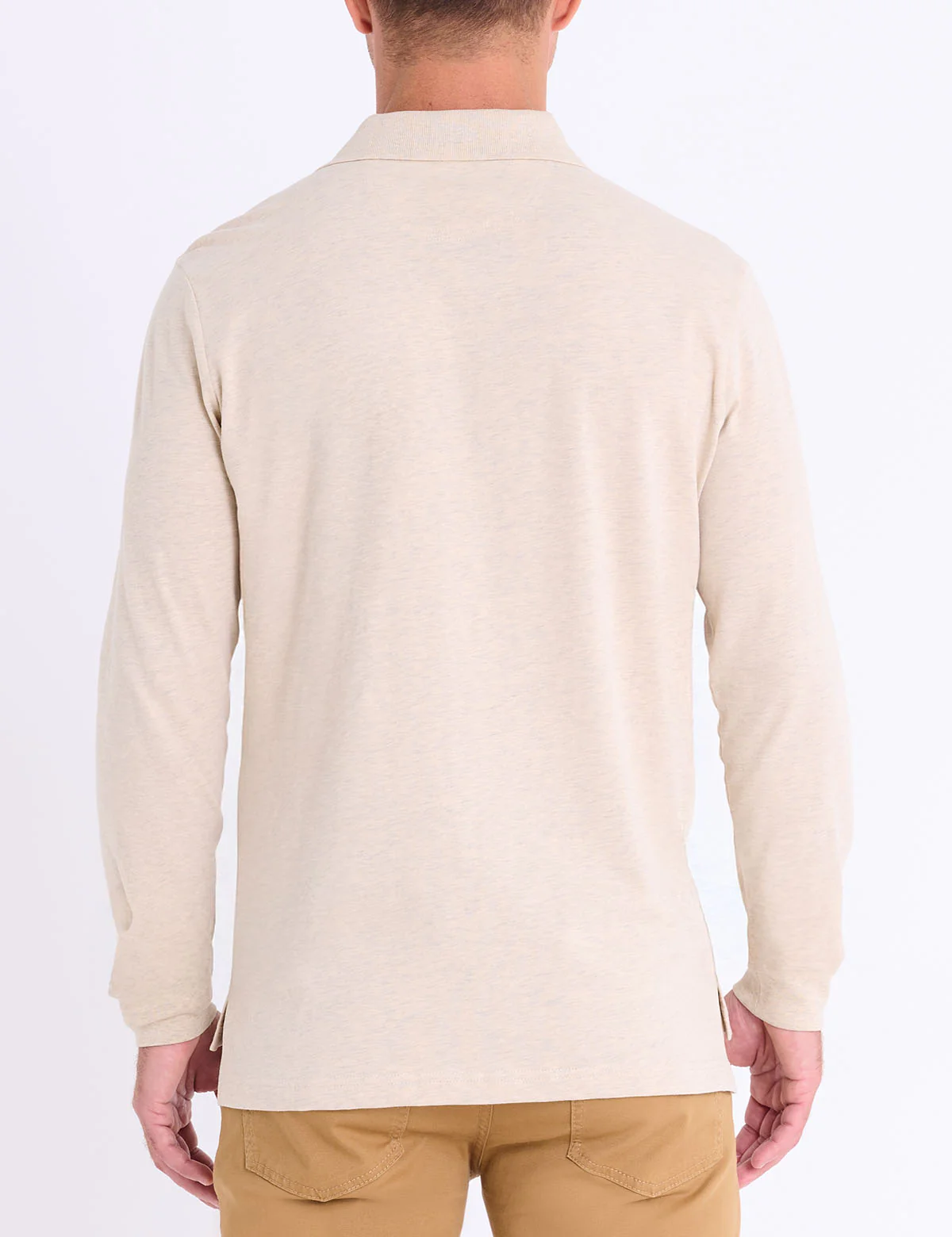 LONG SLEEVE PEACHED JERSEY POLO SHIRT - Image 8