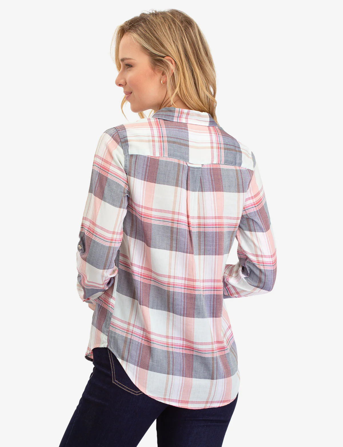 LONG SLEEVE PLAID POPOVER SHIRT - Image 3