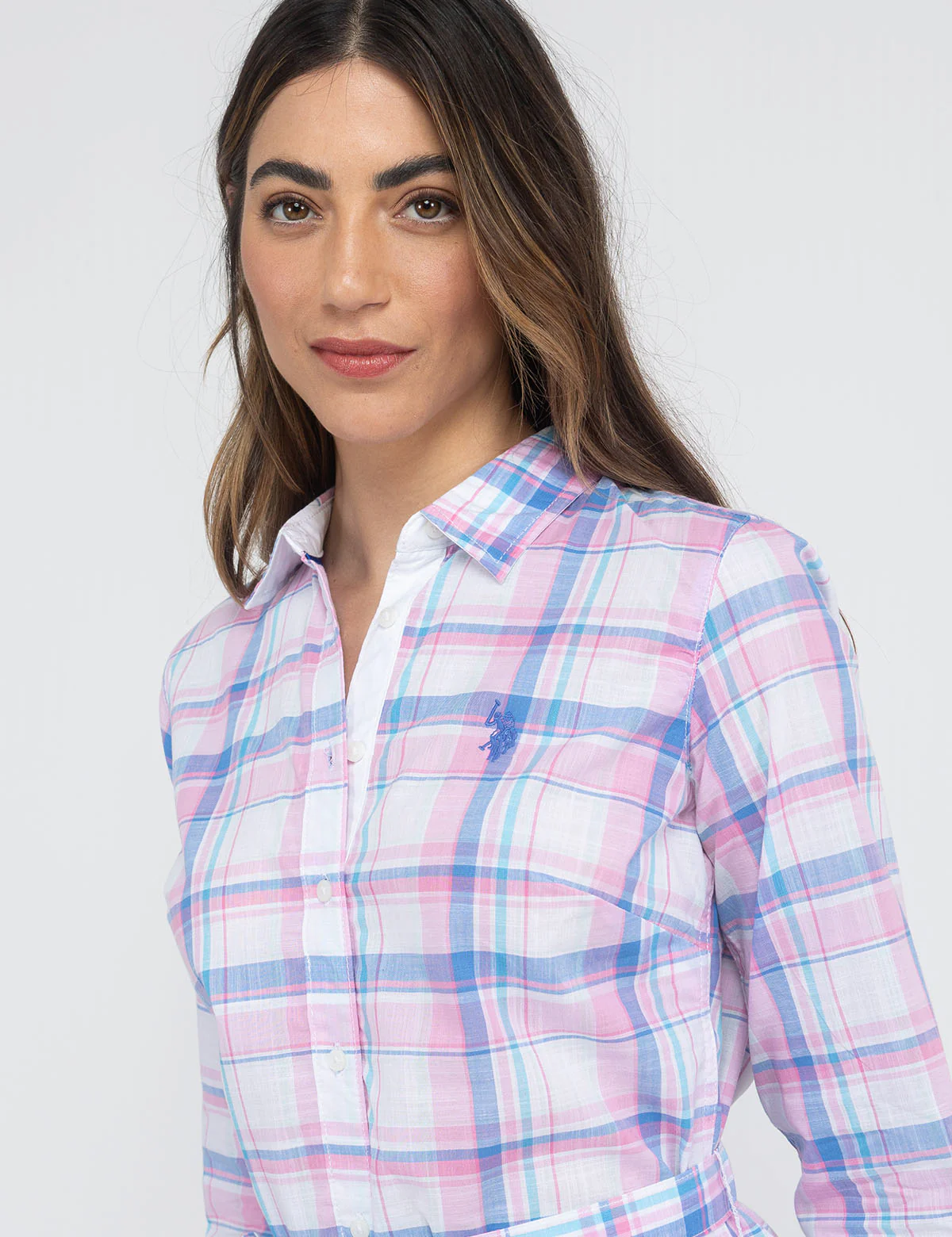 LONG SLEEVE PLAID SHIRT DRESS - Image 5