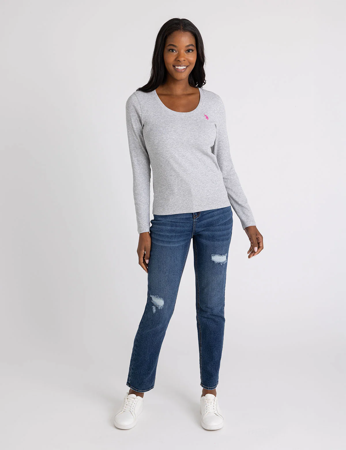 LONG SLEEVE RIB SCOOP NECK T-SHIRT - Image 7