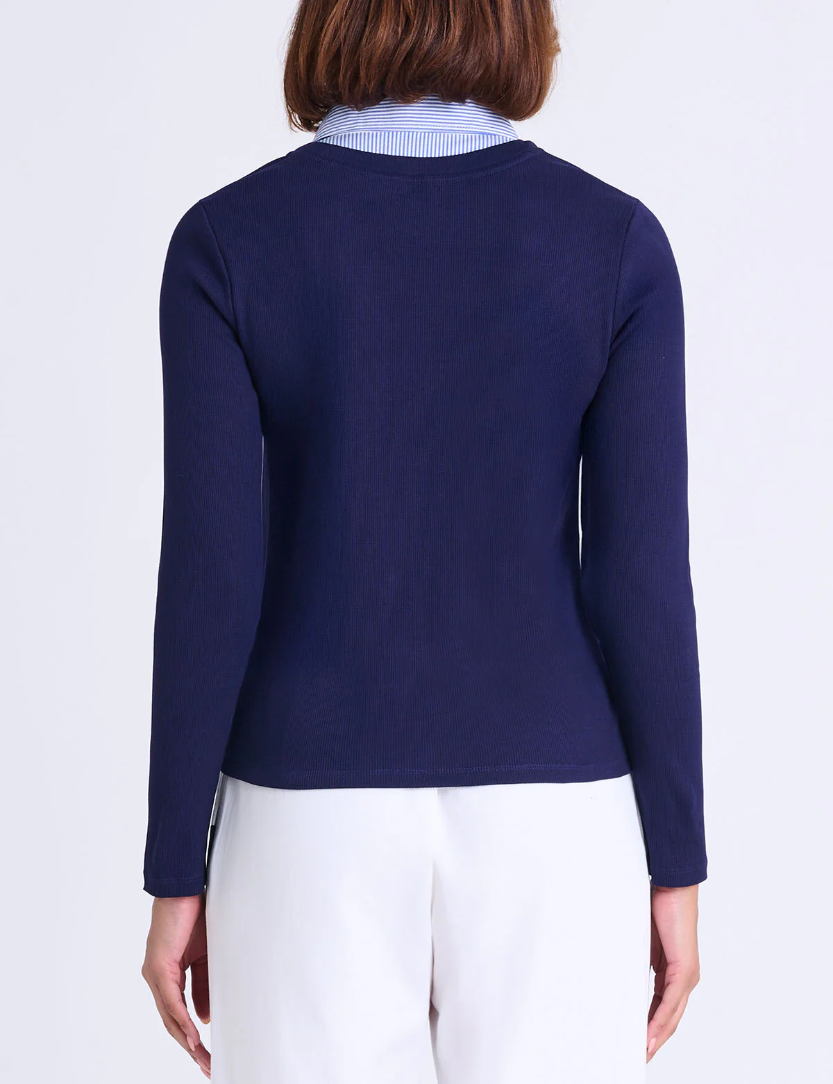 LONG SLEEVE RIB WOVEN LAYERED SHIRT - Image 10