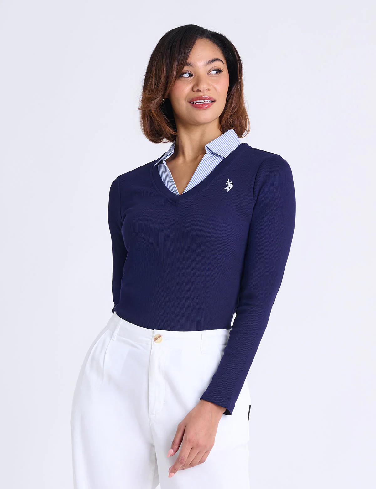 LONG SLEEVE RIB WOVEN LAYERED SHIRT - Image 7