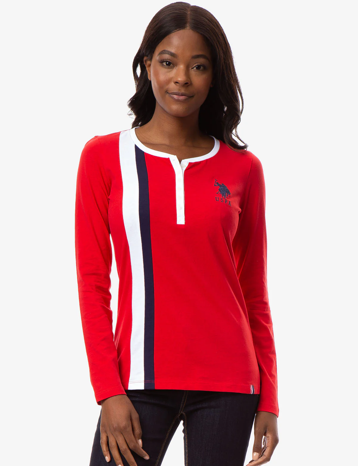 LONG SLEEVE SCOOP NECK FLAG HENLEY