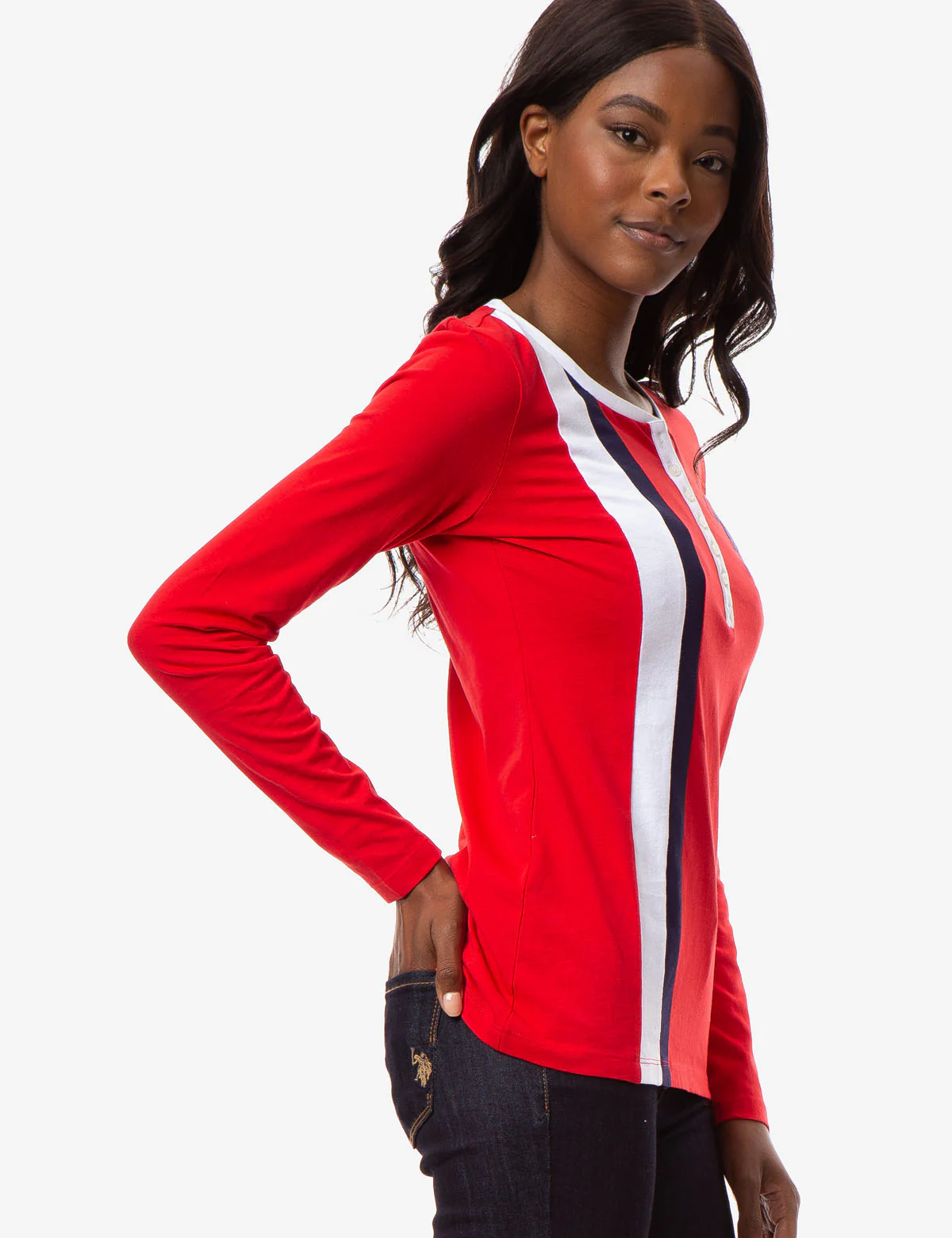 LONG SLEEVE SCOOP NECK FLAG HENLEY - Image 2