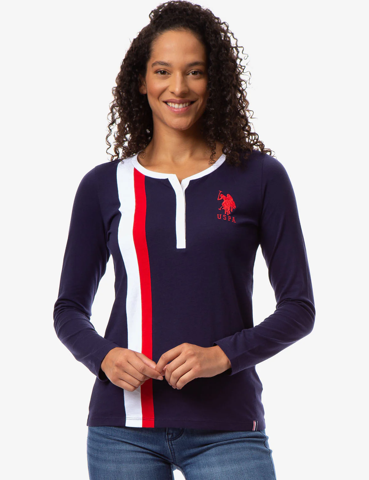 LONG SLEEVE SCOOP NECK FLAG HENLEY - Image 5