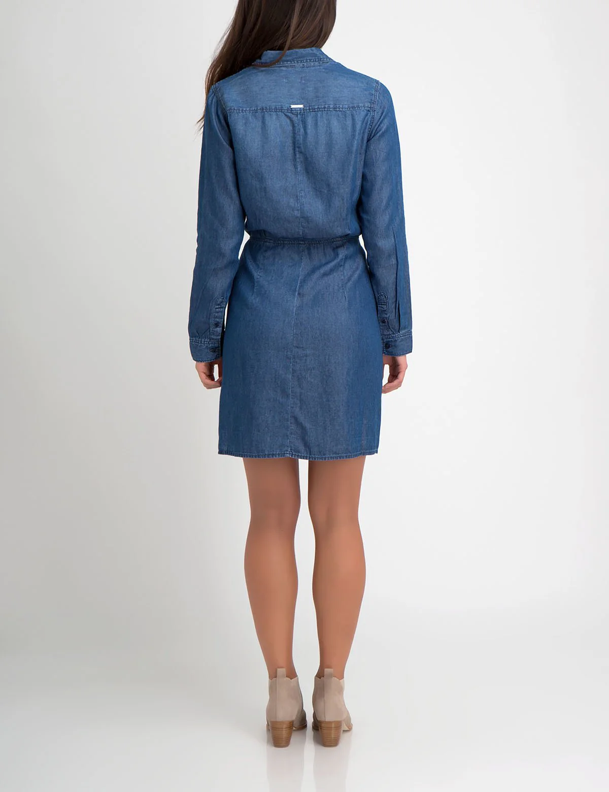 LONG SLEEVE SKIRT WRAP DENIM DRESS - Image 6
