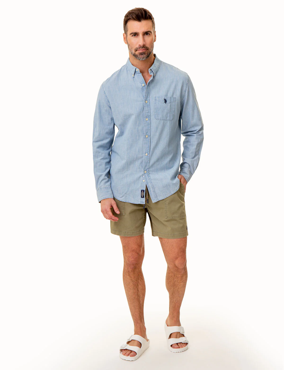 LONG SLEEVE SLUB CHAMBRAY WOVEN SHIRT - Image 2