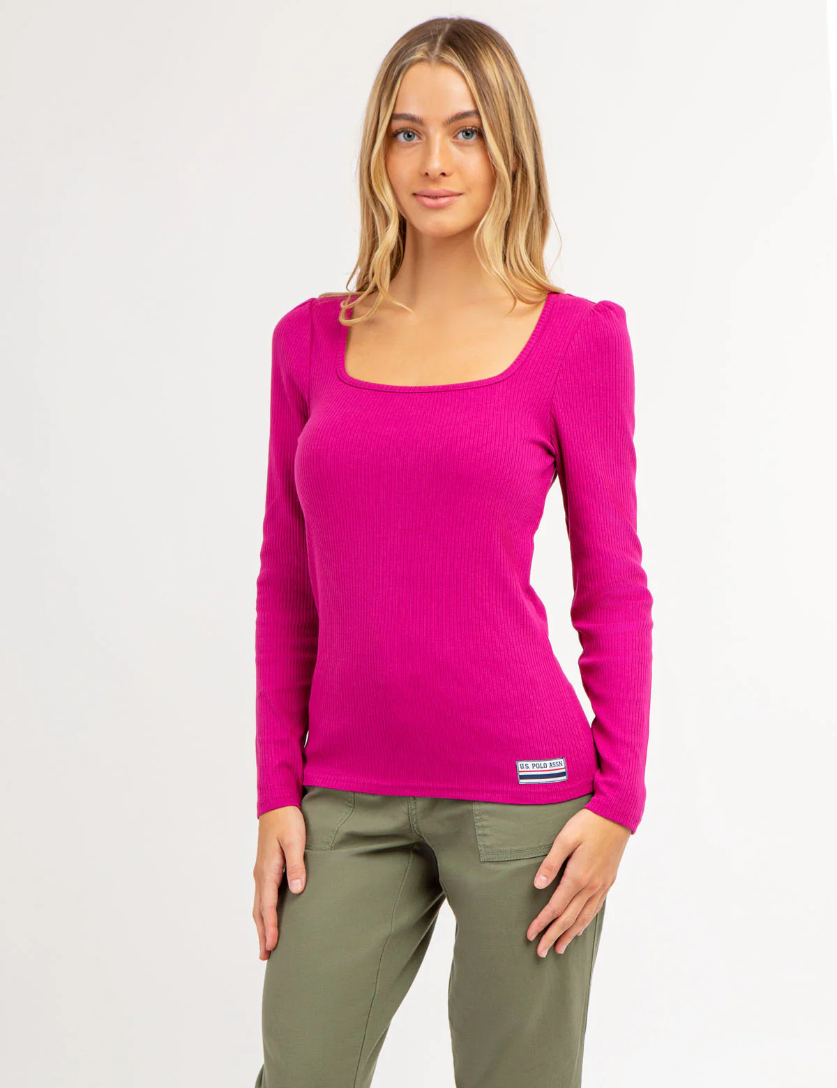 LONG SLEEVE SQUARE NECK RIBBED TOP - Image 3