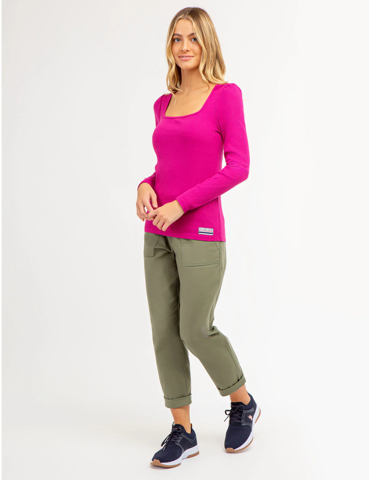 LONG SLEEVE SQUARE NECK RIBBED TOP - Image 6
