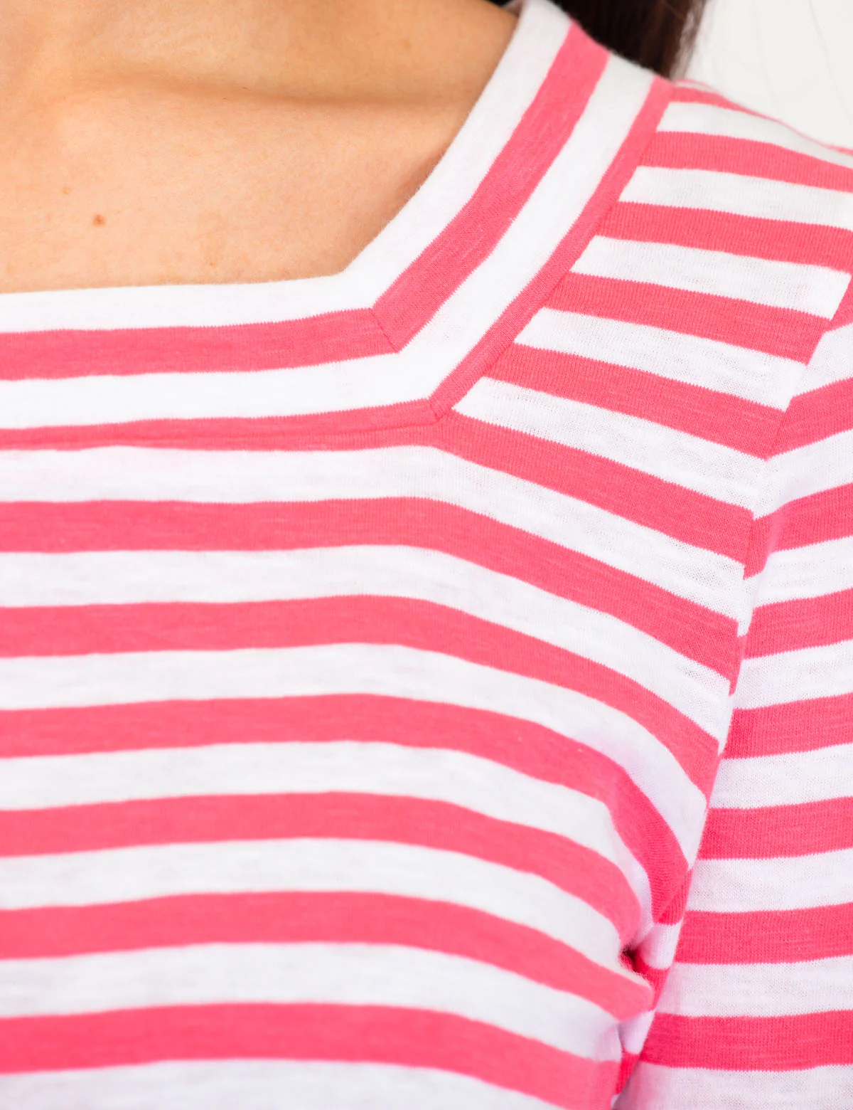 LONG SLEEVE SQUARE NECK STRIPED SHIRT - Image 9
