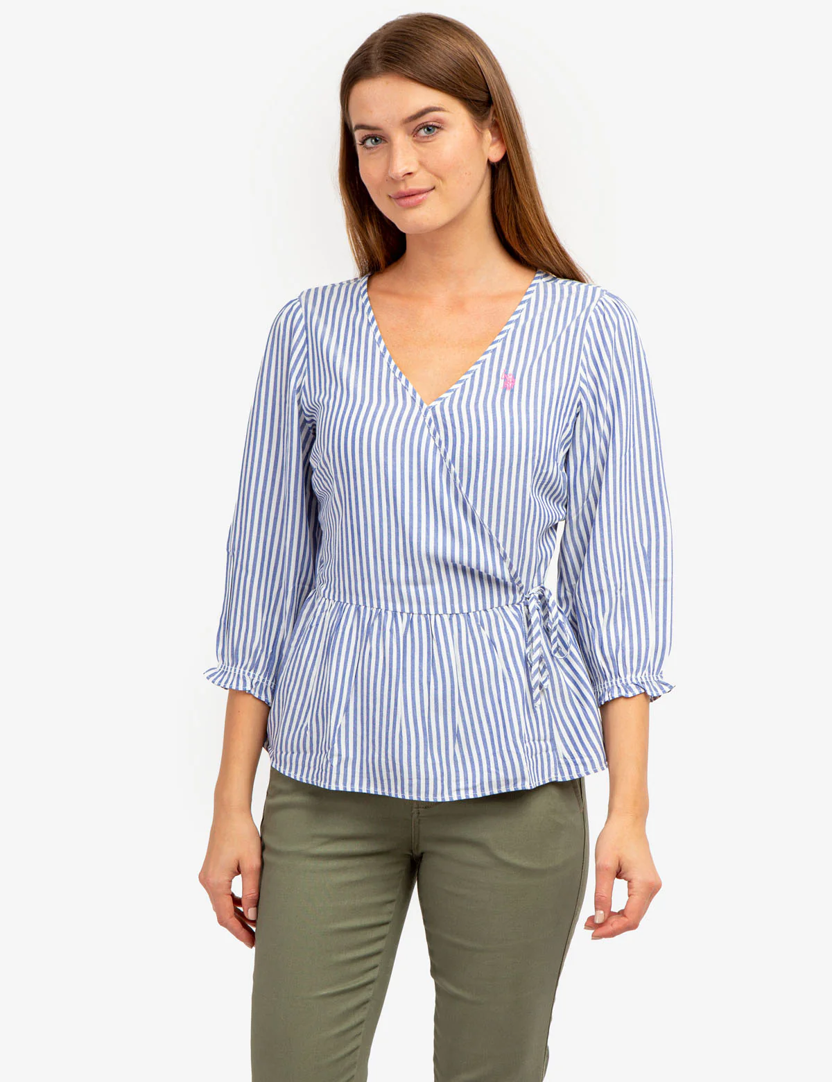 LONG SLEEVE STRIPED WRAP TOP
