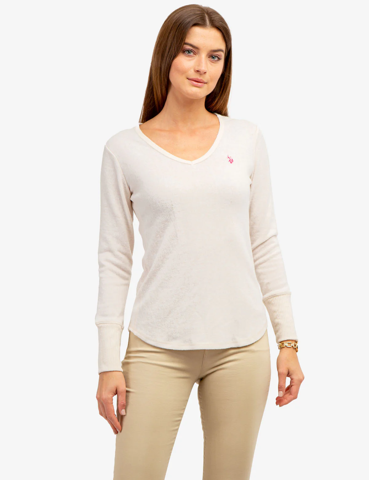 SOFT LONG SLEEVE V-NECK HACCI TOP