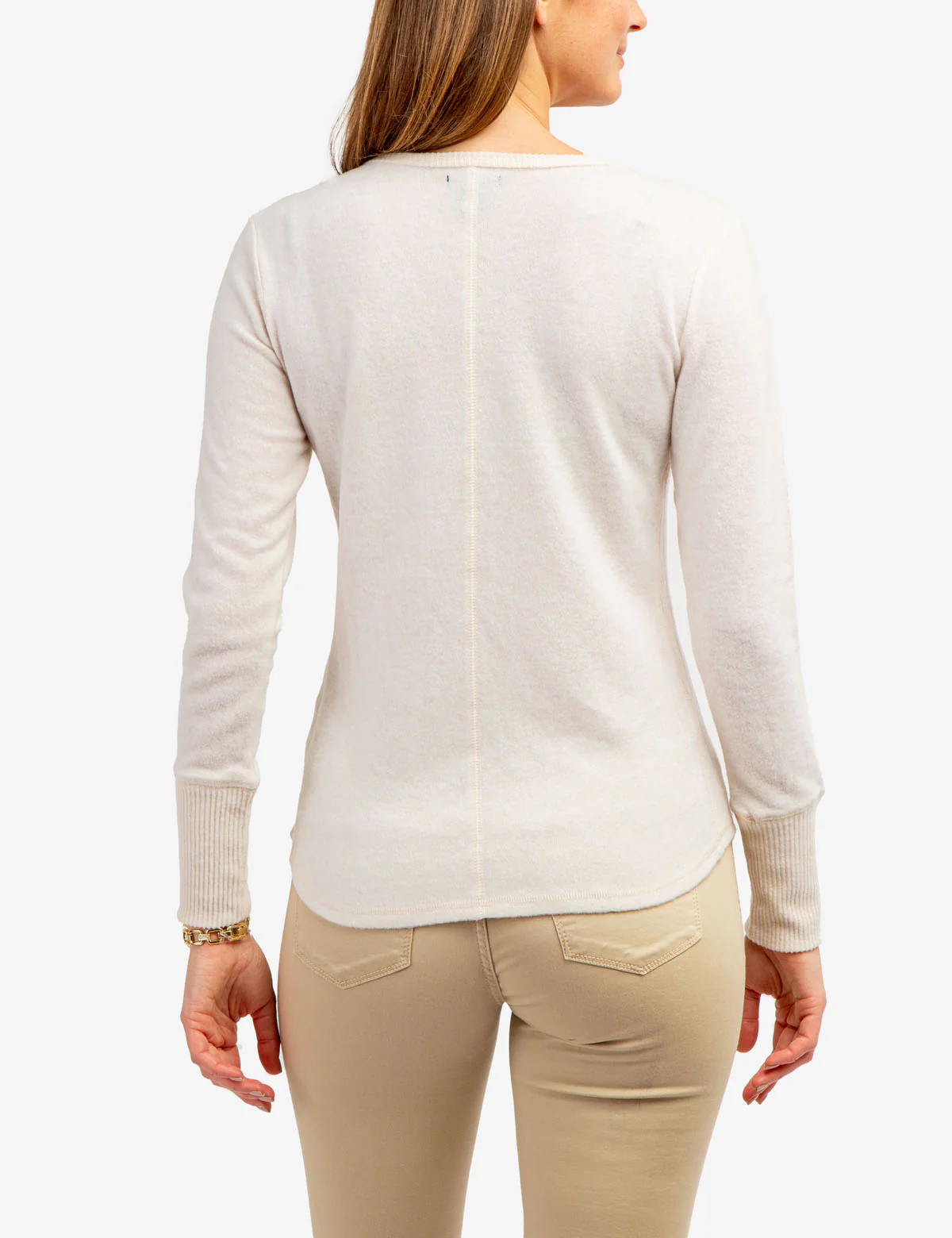 SOFT LONG SLEEVE V-NECK HACCI TOP - Image 3