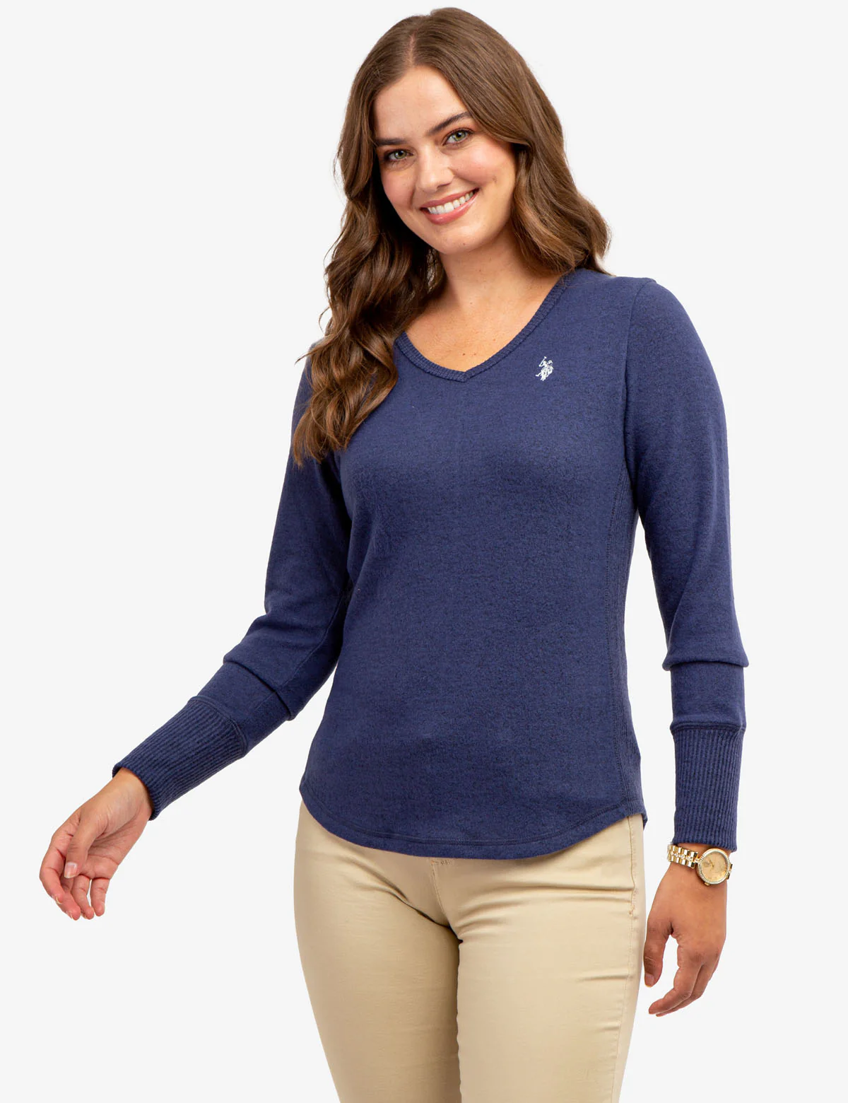 SOFT LONG SLEEVE V-NECK HACCI TOP - Image 4