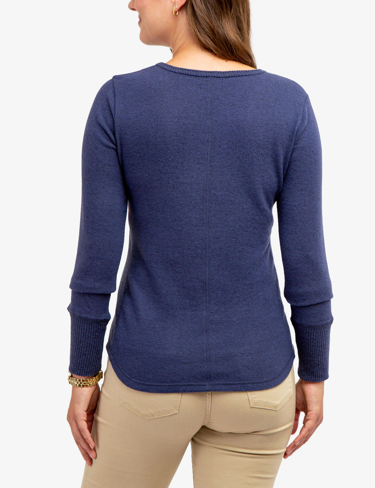 SOFT LONG SLEEVE V-NECK HACCI TOP - Image 6