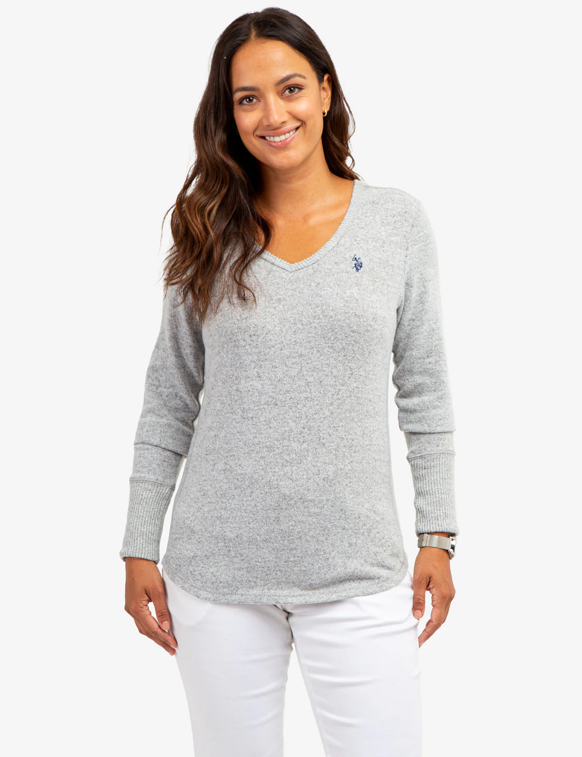 SOFT LONG SLEEVE V-NECK HACCI TOP - Image 7