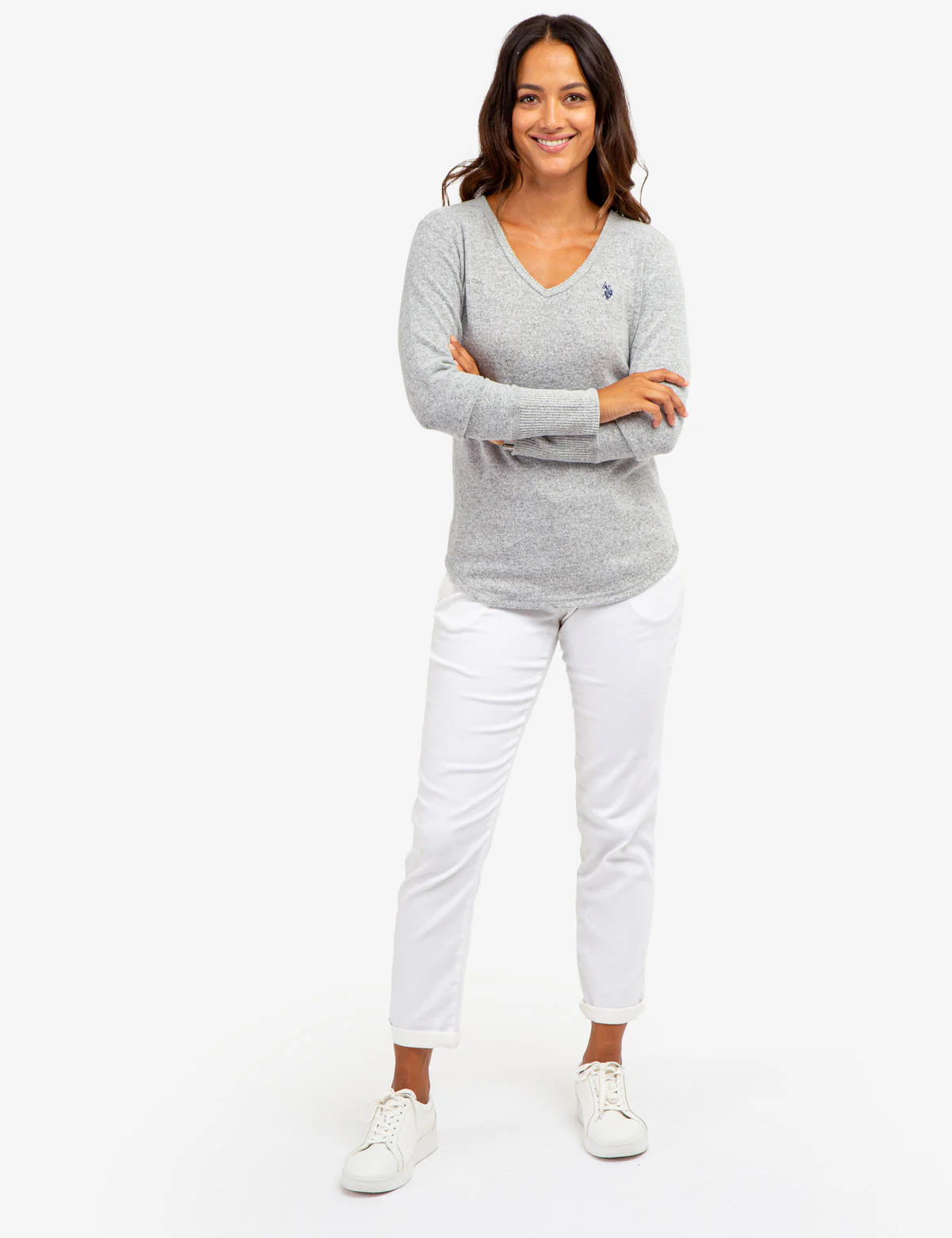 SOFT LONG SLEEVE V-NECK HACCI TOP - Image 9