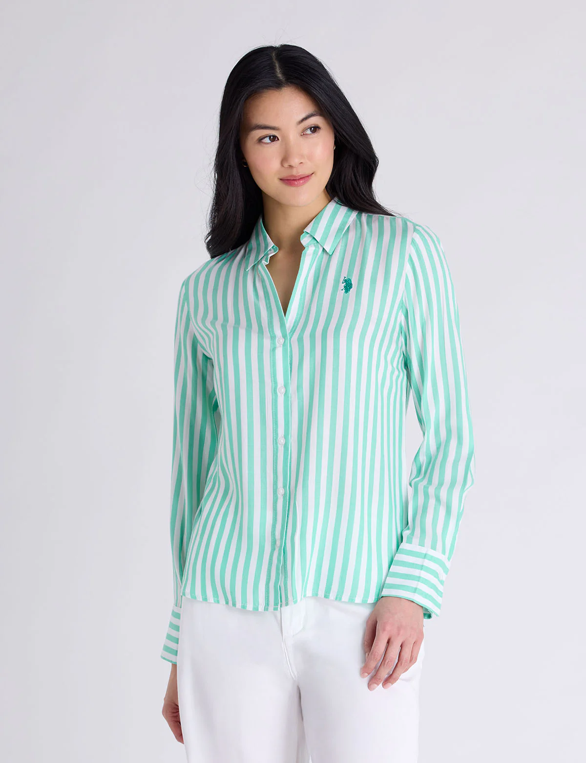 LONG SLEEVE Y-NECK STRIPE SHIRT - Image 8
