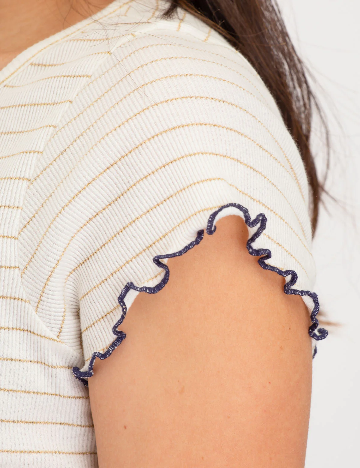 LUREX STRIPE RUFFLE SLEEVE TOP - Image 8