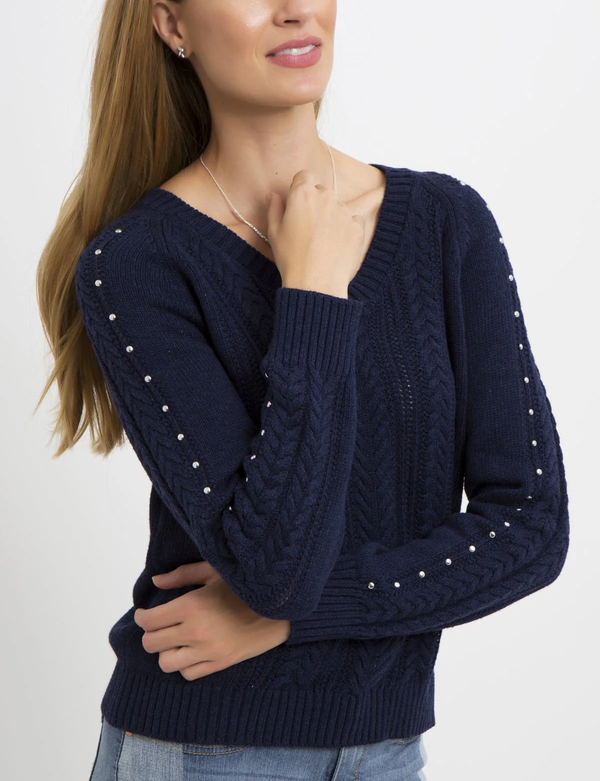 LUREX STUDS CABLE SWEATER - Image 6