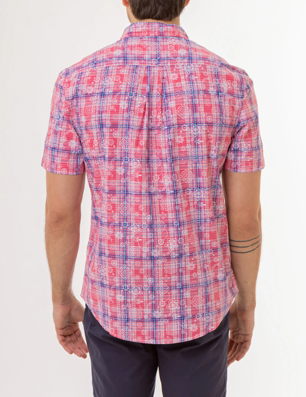 MADRAS FLORAL PLAID PRINT SHIRT WITH POCKET - Image 4