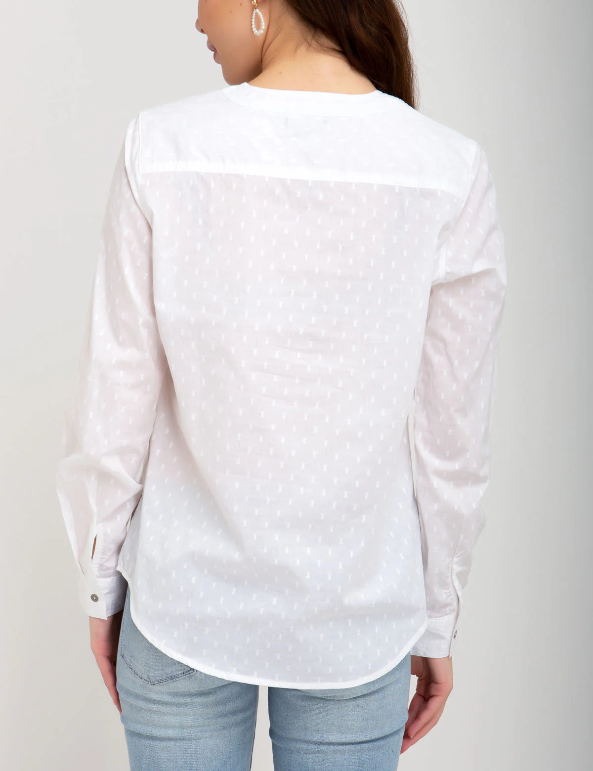 MANDARIN COLLAR DOBBY TOP - Image 11