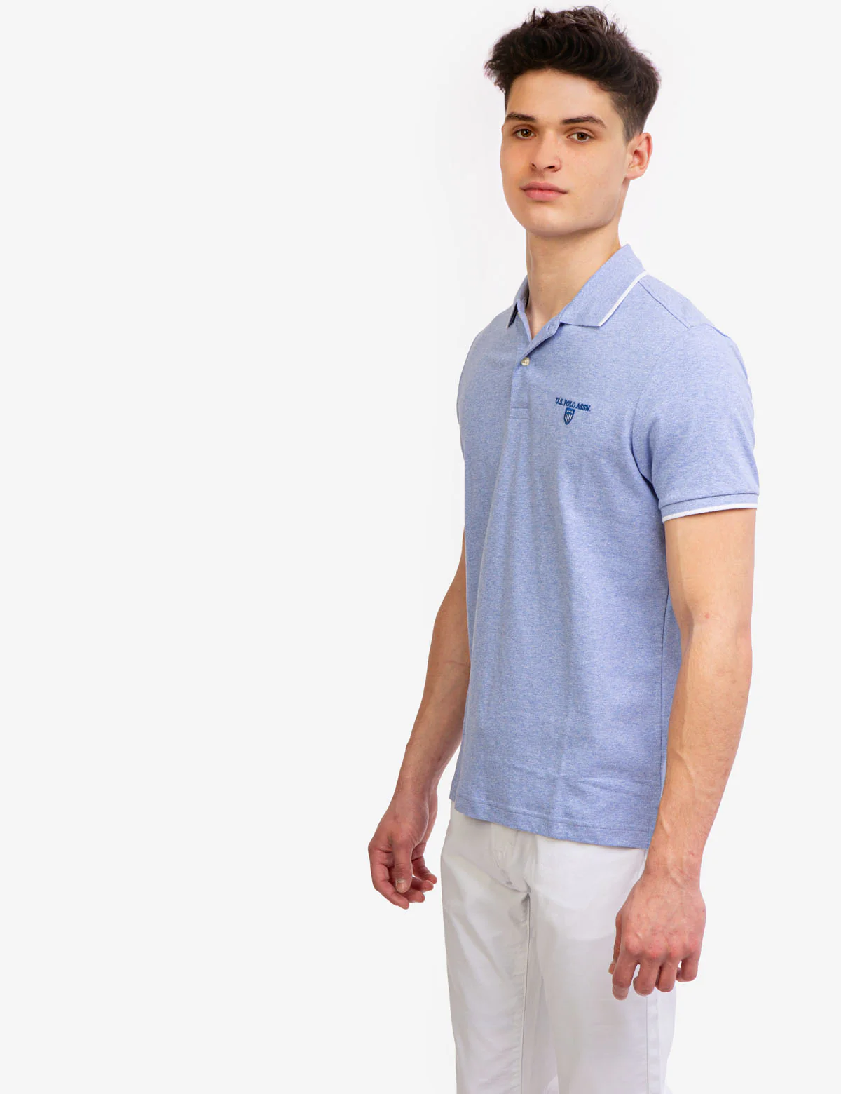 MARLED YARN POLO SHIRT WITH EMBROIDERED CREST - Image 3