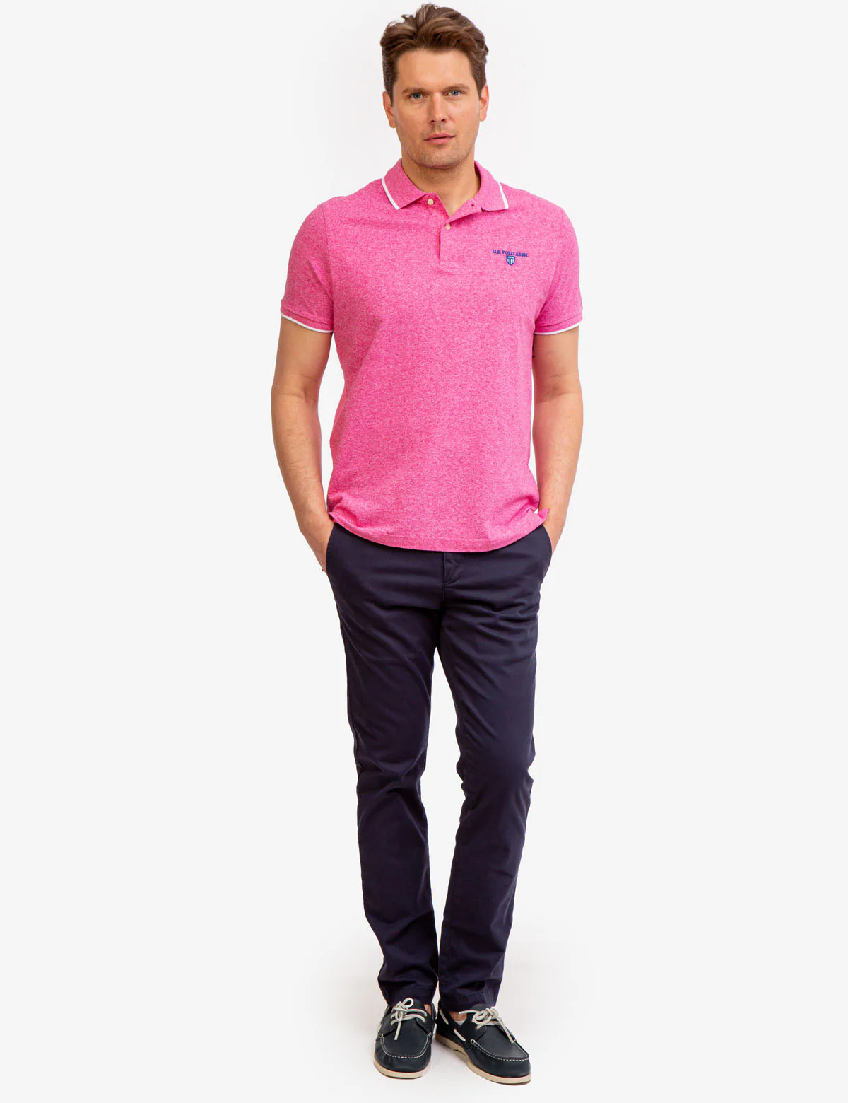 MARLED YARN POLO SHIRT WITH EMBROIDERED CREST - Image 6