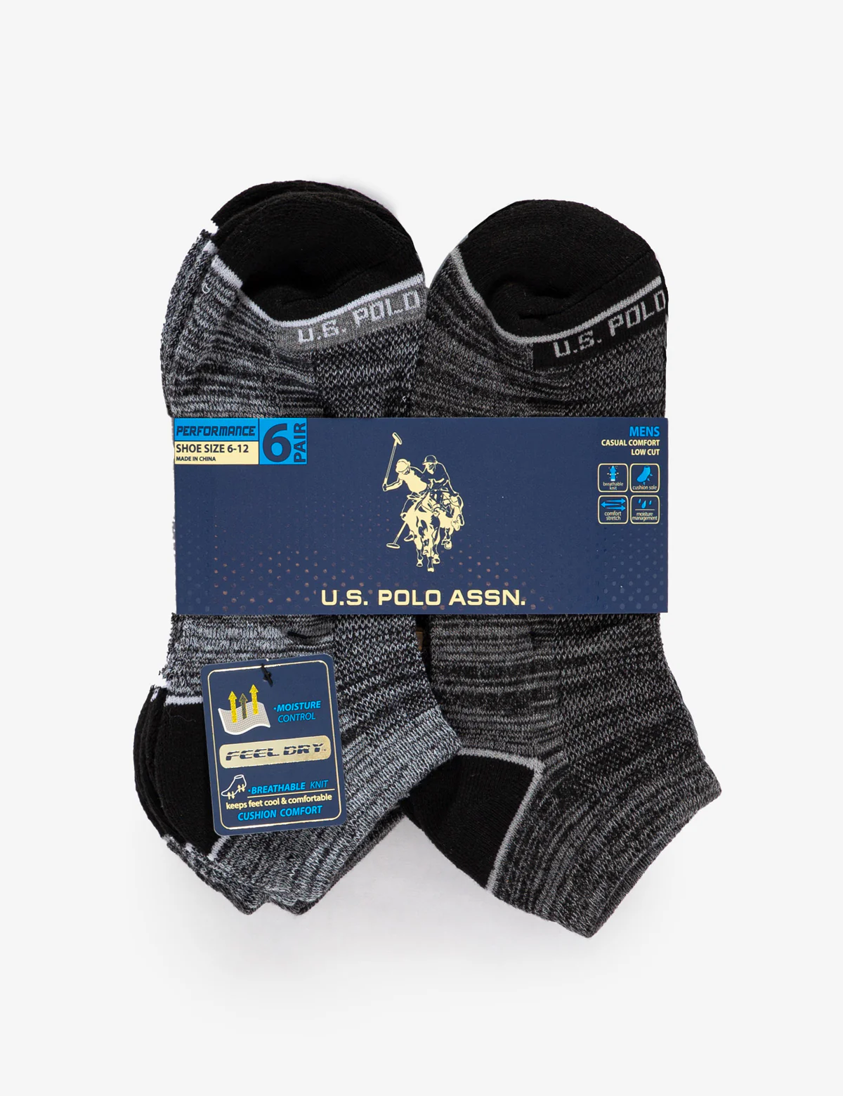 MENS 6PK LOW CUT PERFORMANCE SOCKS - Image 2